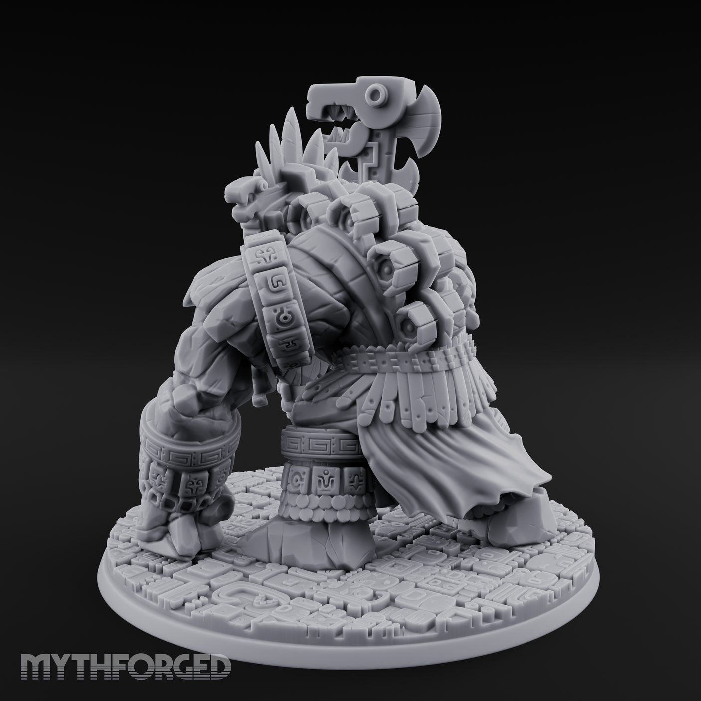Aztec Inspired Totem Crowned Golem Warlord Miniature for Dungeons and Dragons, Pathfinder or other TTRPGs