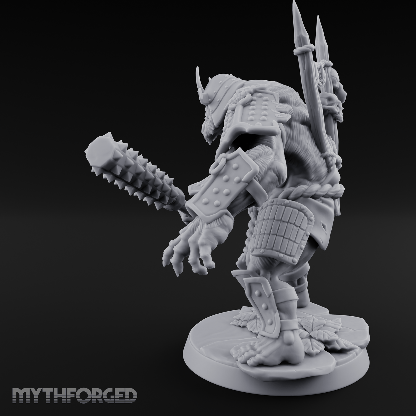Spiked Armor Flexing Hadozee Warlord Miniature for Dungeons and Dragons, Pathfinder or other TTRPGs