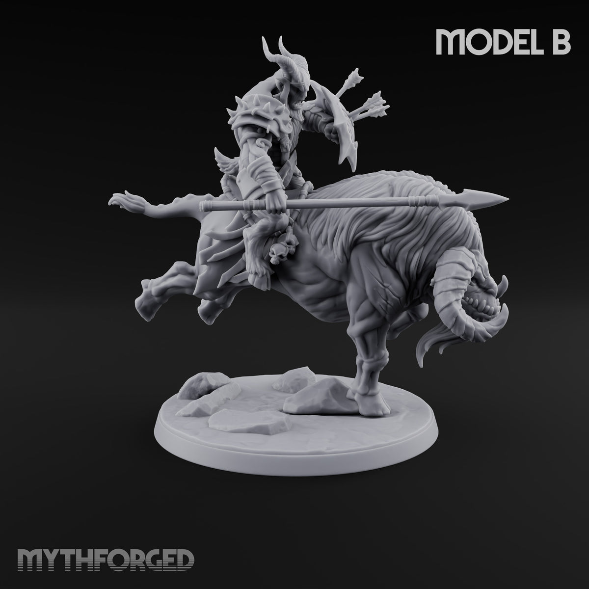 Thundering Into Battle Beastman Gorthek Rider B — With