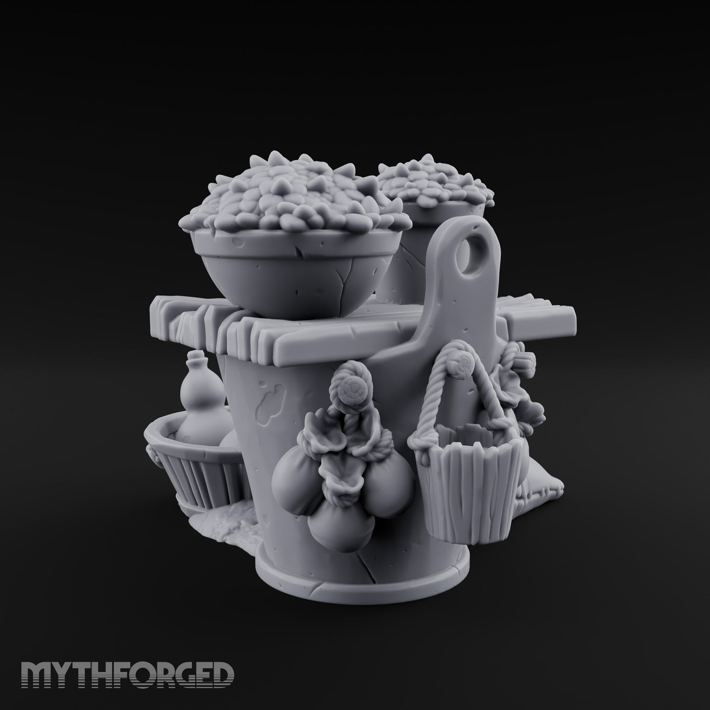 Grain-Filled Bottle-Packed Market Goods Scene Miniature for Dungeons and Dragons, Pathfinder or other TTRPGs