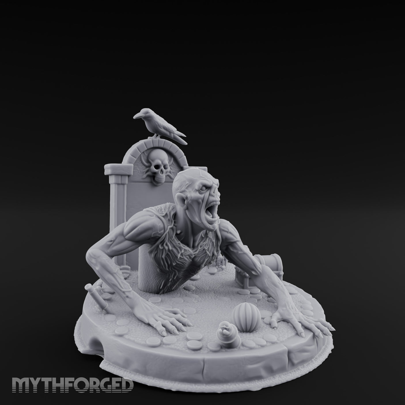 Grave Bursting Screaming Zombie Gravecrawler Miniature for Dungeons and Dragons, Pathfinder or other TTRPGs