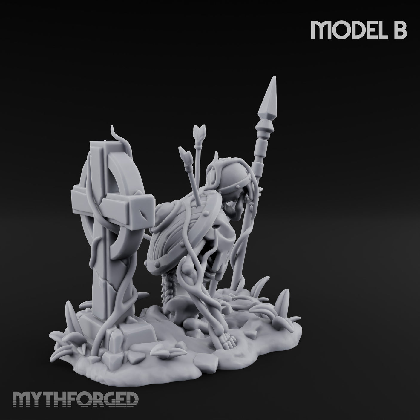 Grave Rising Skeleton Warrior B Miniature for Dungeons and Dragons, Pathfinder or other TTRPGs