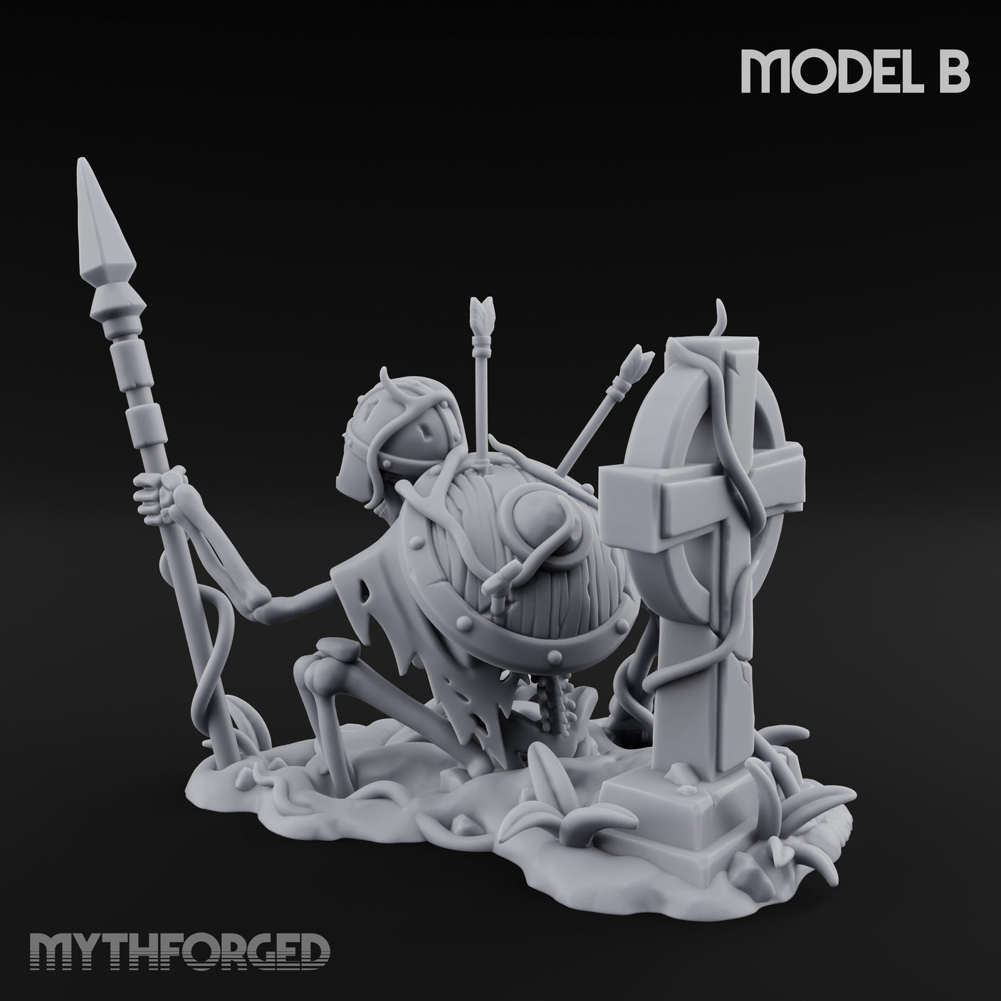 Grave Rising Skeleton Warrior B Miniature for Dungeons and Dragons, Pathfinder or other TTRPGs
