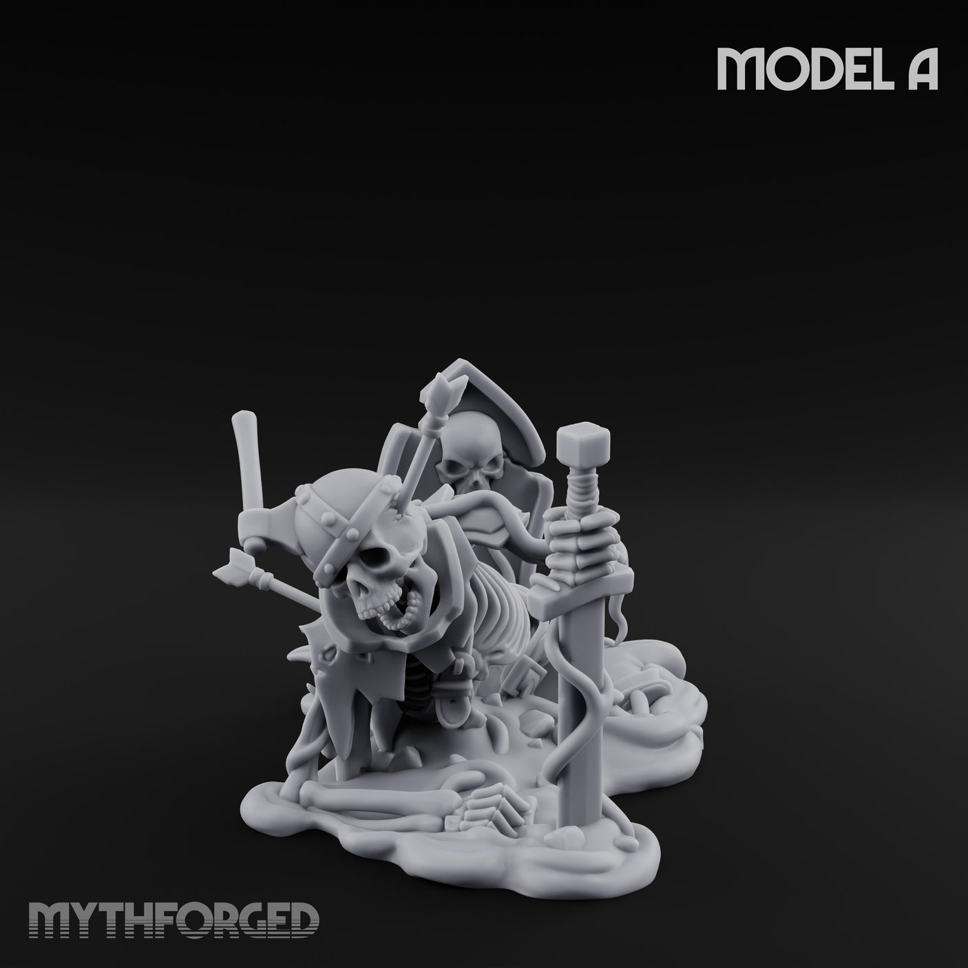 Grave Rising Skeleton Warriors Miniature for Dungeons and Dragons, Pathfinder or other TTRPGs