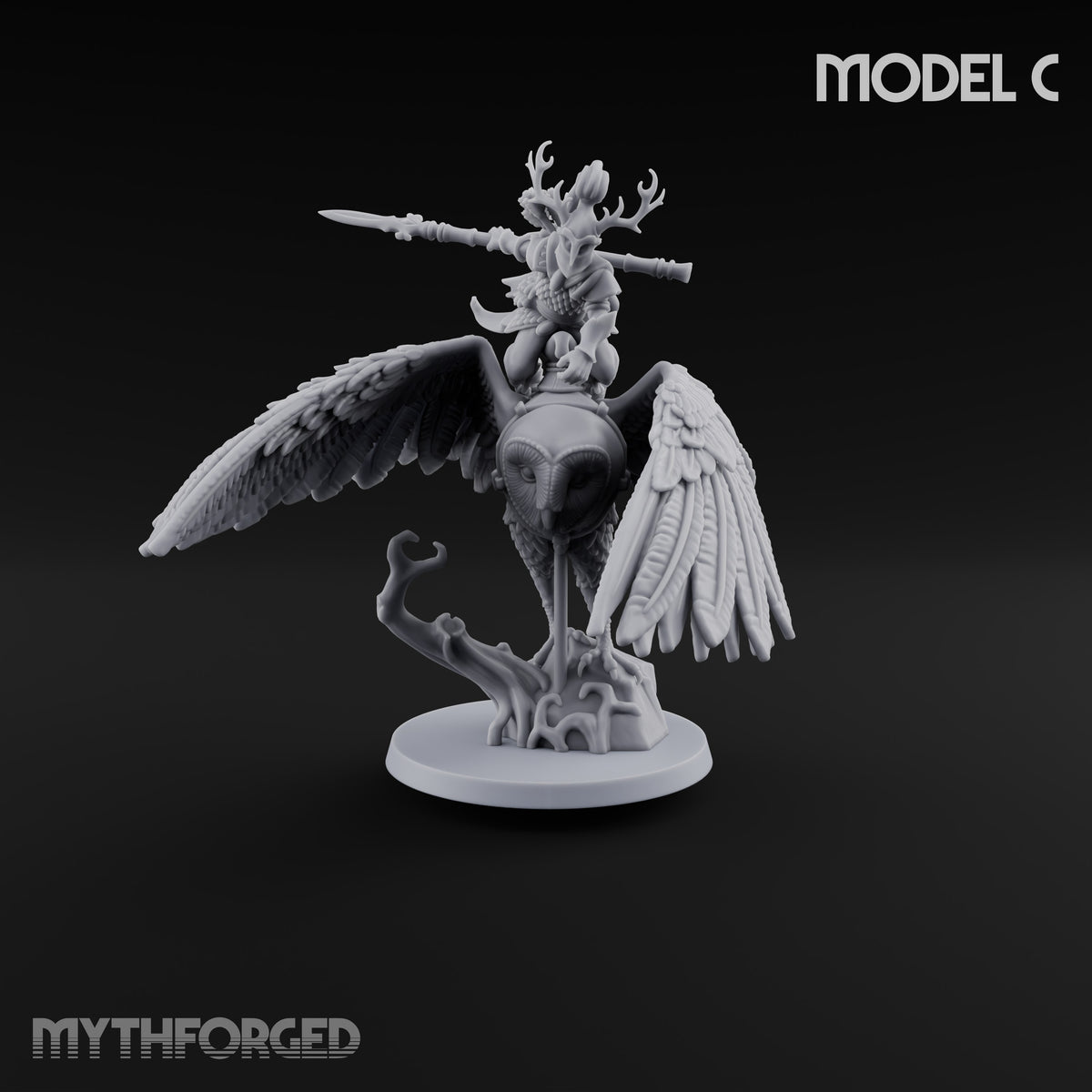 Taking Wing Elf Great Owl Rider C Miniature for Dungeons and Dragons, Pathfinder or other TTRPGs