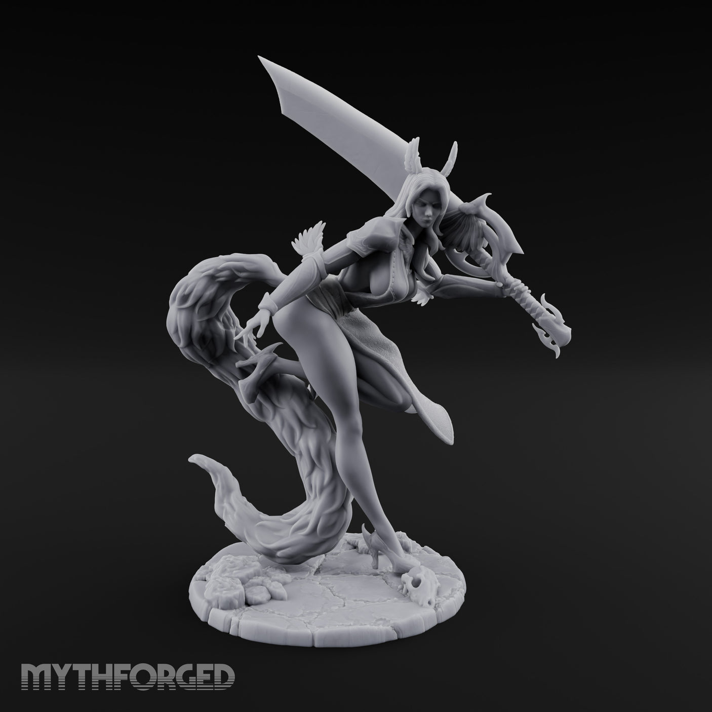Greatsword Lunging Cloak Billowing Elf Warrior Miniature for Dungeons and Dragons, Pathfinder or other TTRPGs