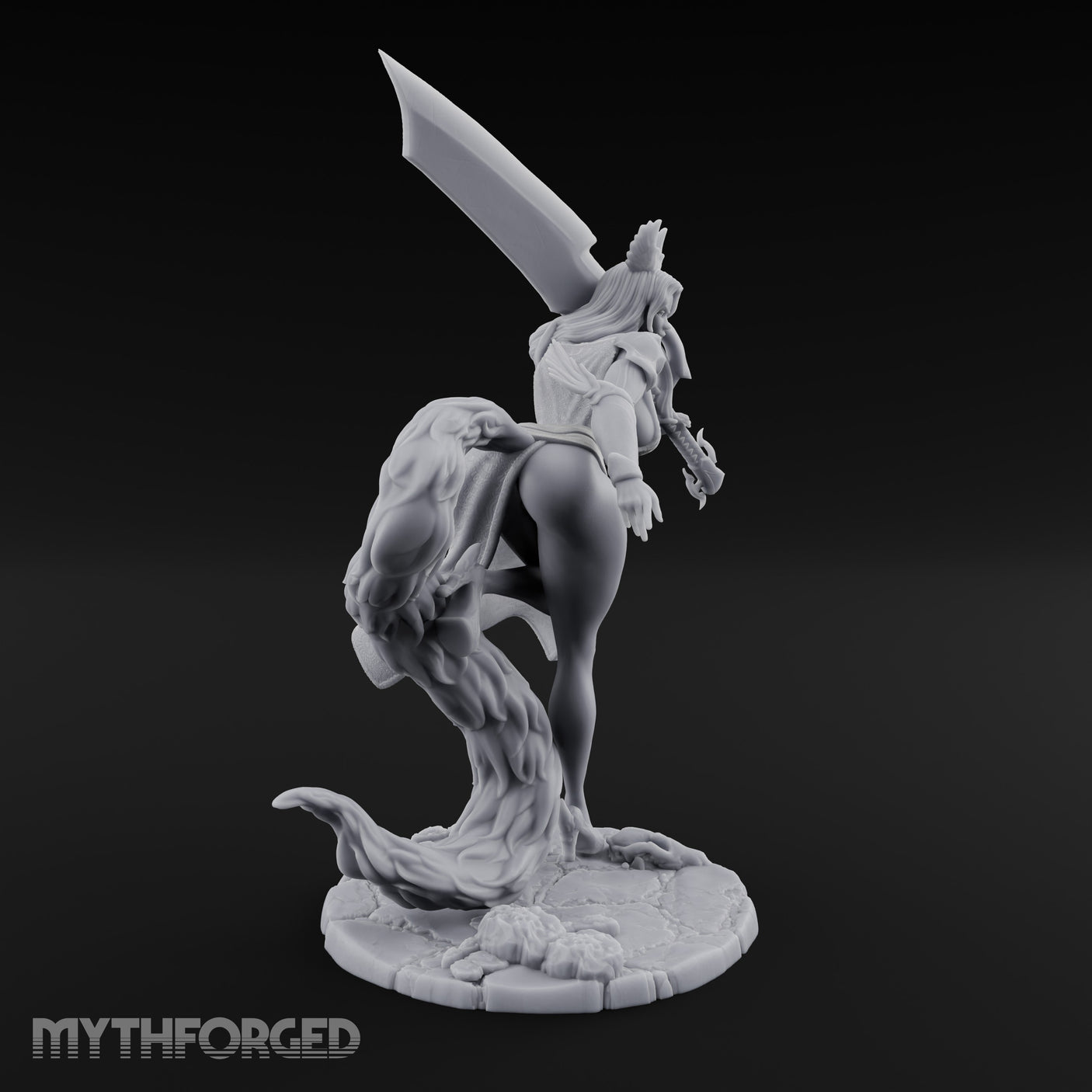 Greatsword Lunging Cloak Billowing Elf Warrior Miniature for Dungeons and Dragons, Pathfinder or other TTRPGs