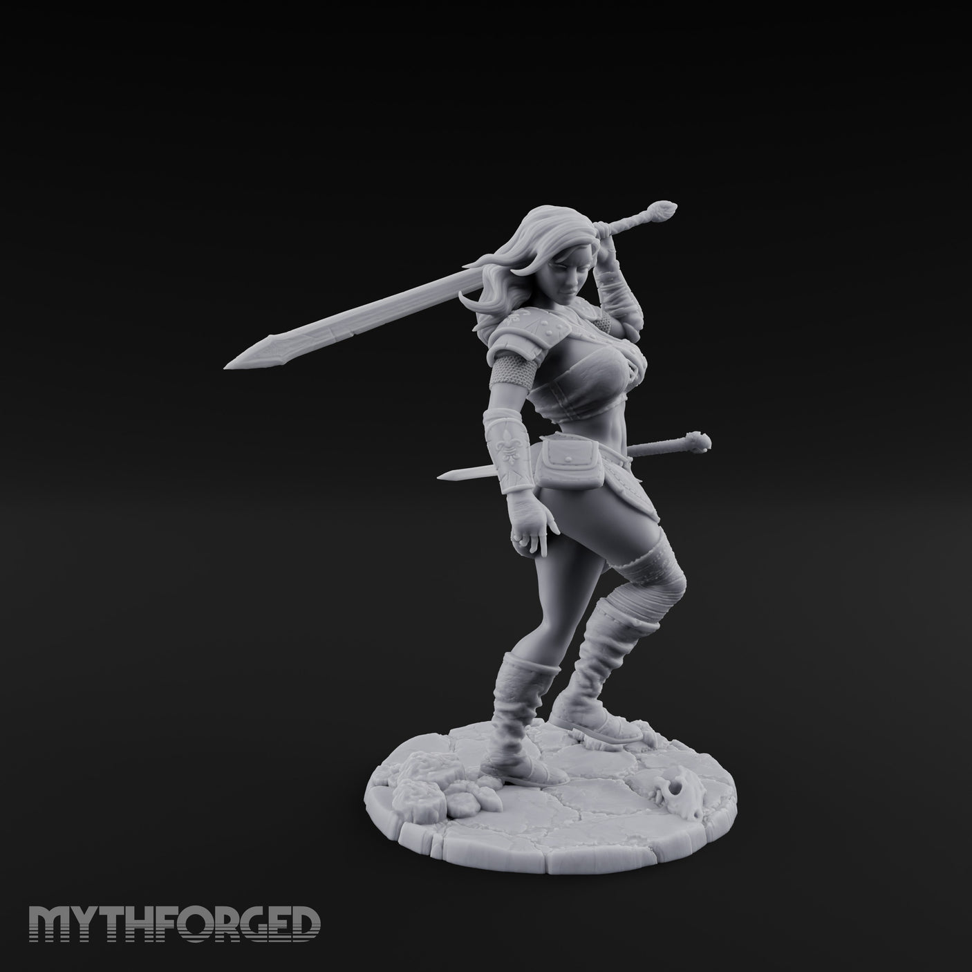 Greatsword Overhead Lunging Human Warrior Miniature for Dungeons and Dragons, Pathfinder or other TTRPGs