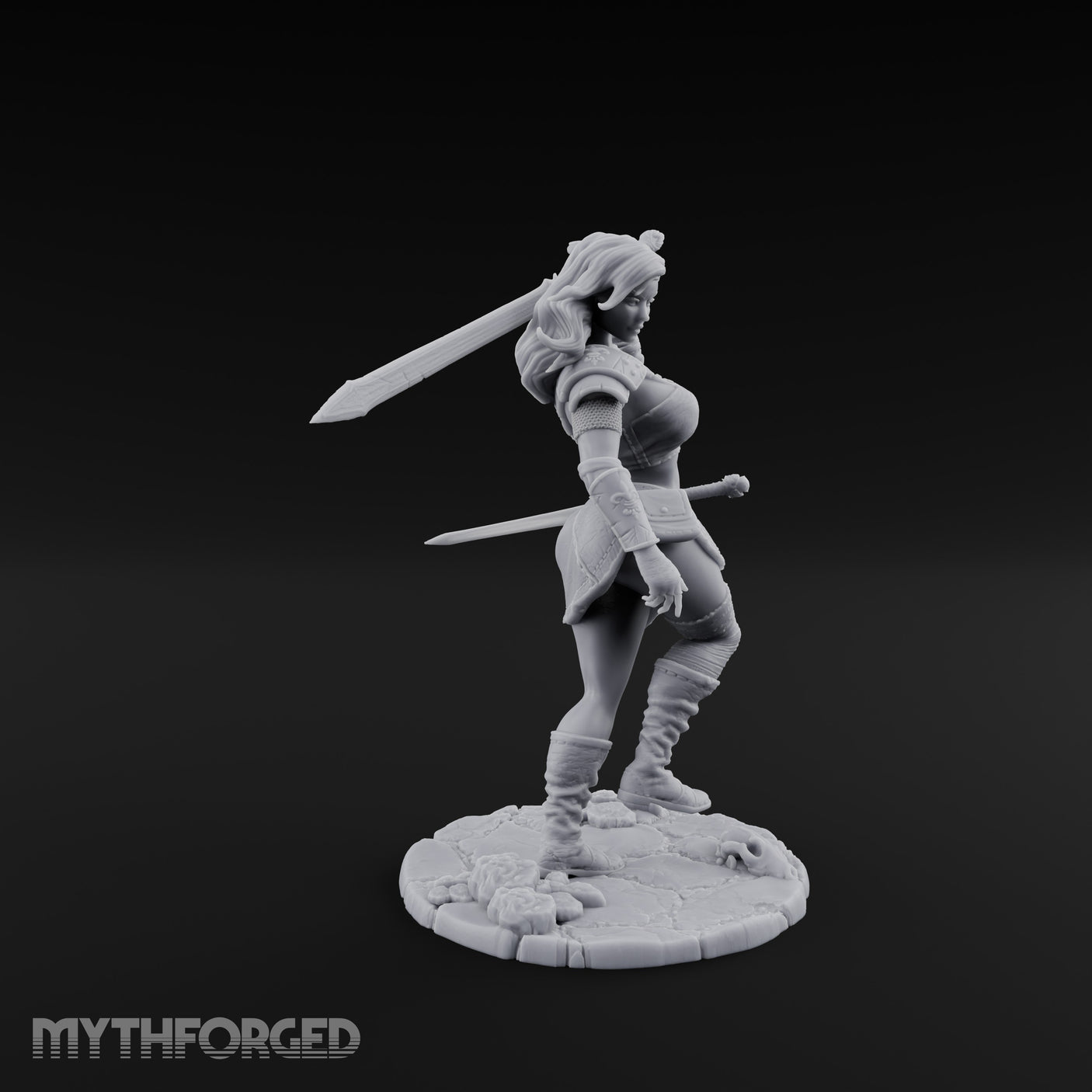 Greatsword Overhead Lunging Human Warrior Miniature for Dungeons and Dragons, Pathfinder or other TTRPGs
