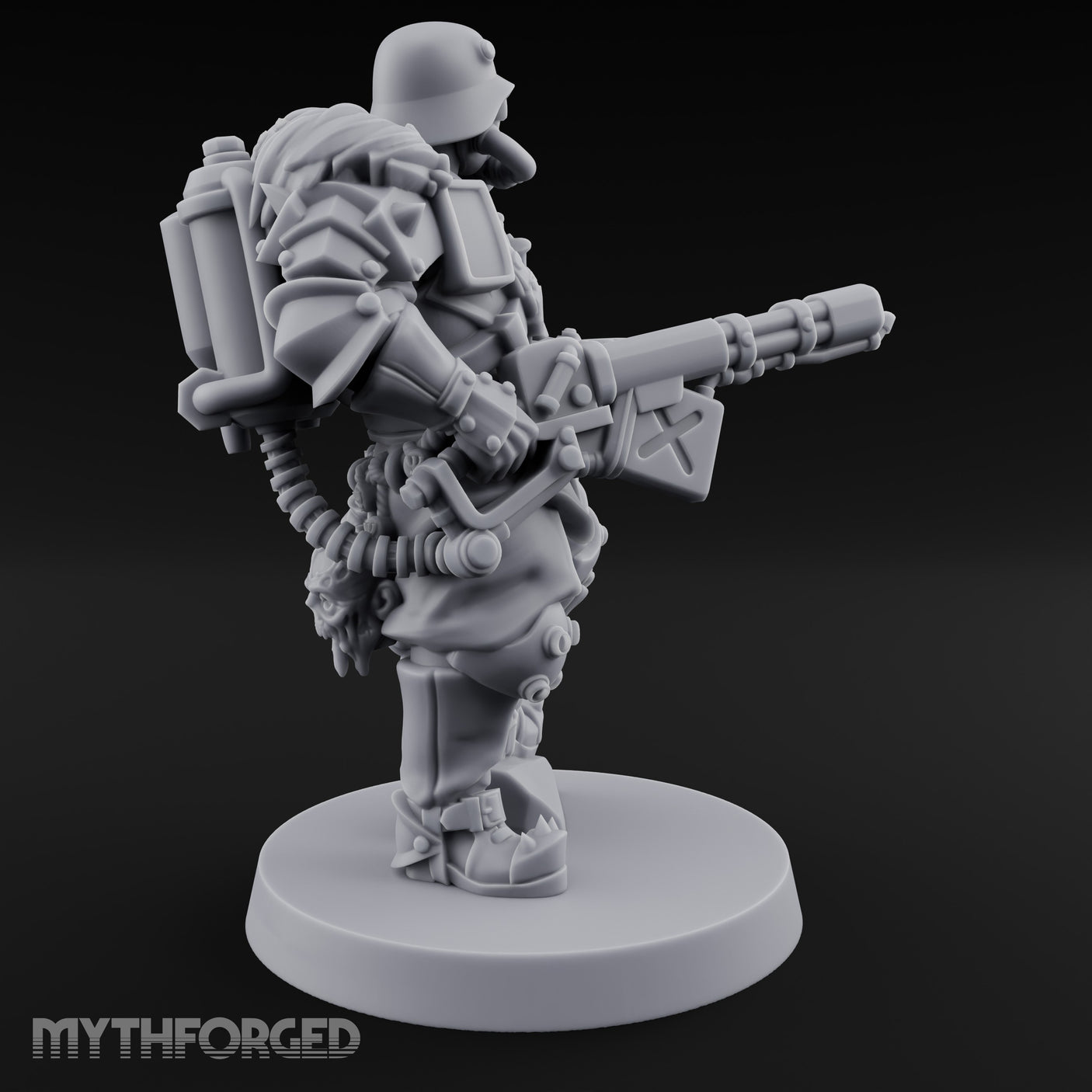 Grenade Clutching Flamer Wielding Human Flame Trooper Miniature for Dungeons and Dragons, Pathfinder or other TTRPGs