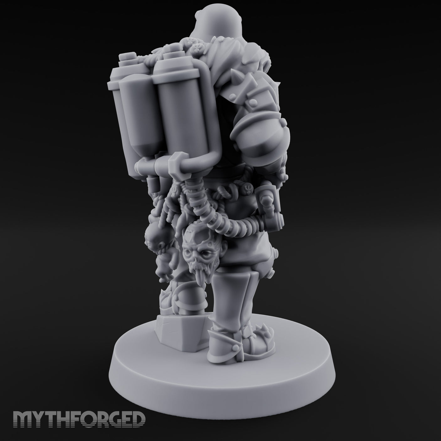 Grenade Clutching Flamer Wielding Human Flame Trooper Miniature for Dungeons and Dragons, Pathfinder or other TTRPGs