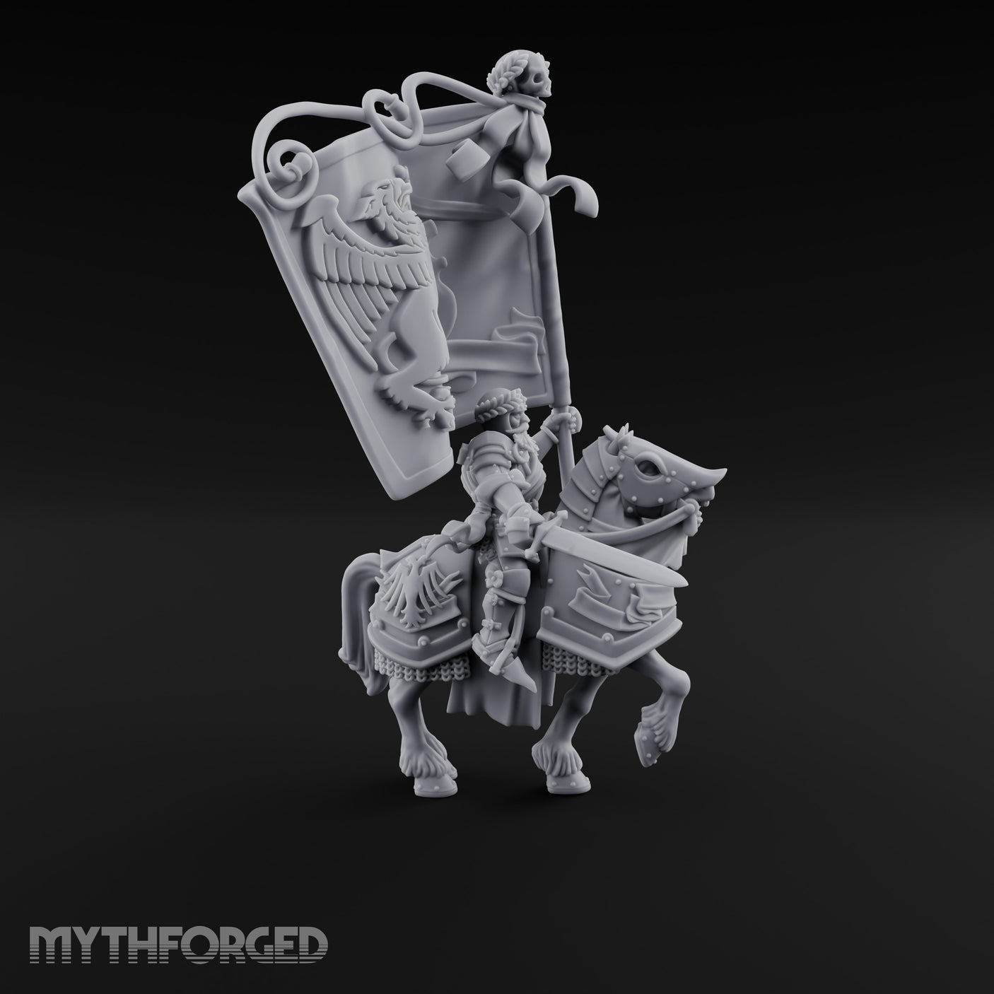 Griffin Banner Charging Human Battle Standard Bearer Miniature for Dungeons and Dragons, Pathfinder or other TTRPGs