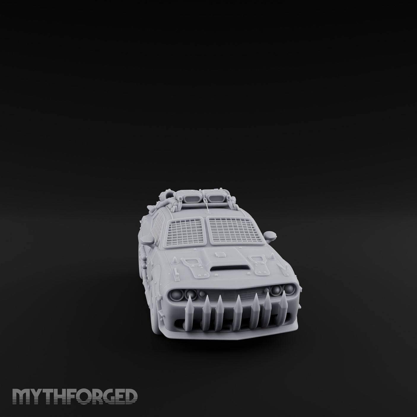 Grille-Spiked Roof-Mounted Apocalypse Muscle Car Miniature for Dungeons and Dragons, Pathfinder or other TTRPGs
