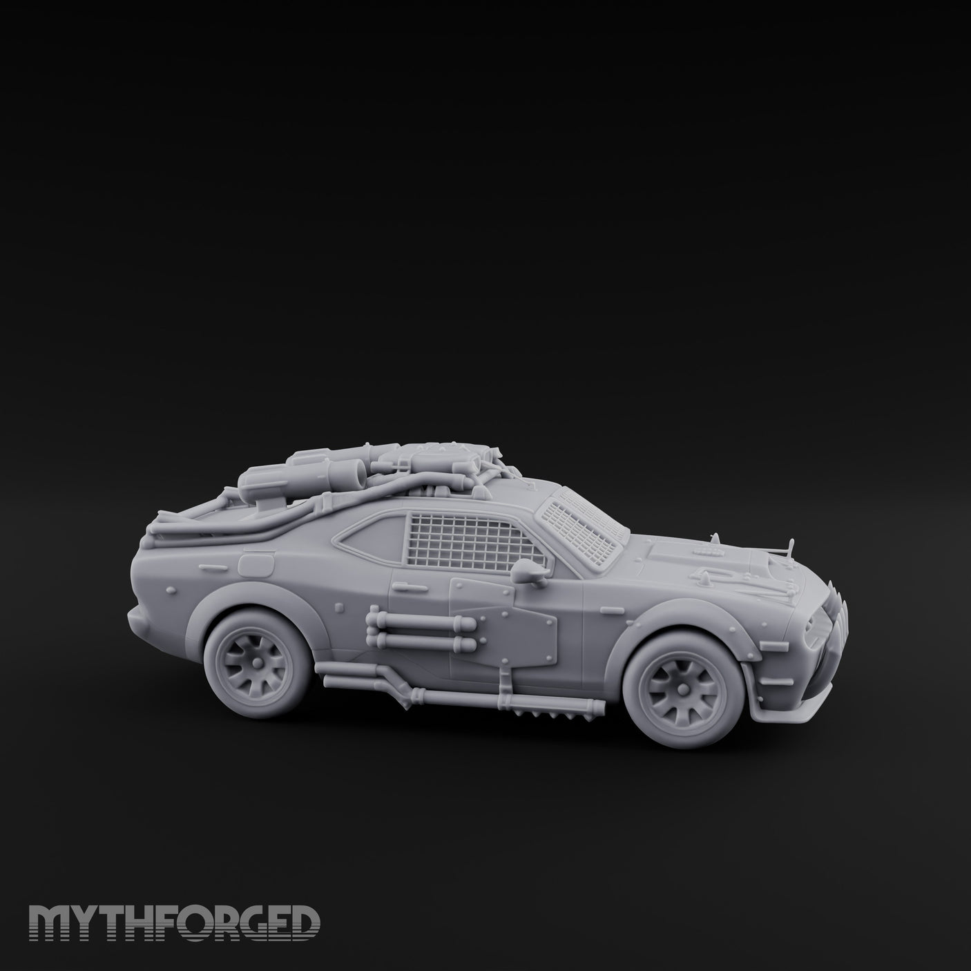 Grille-Spiked Roof-Mounted Apocalypse Muscle Car Miniature for Dungeons and Dragons, Pathfinder or other TTRPGs