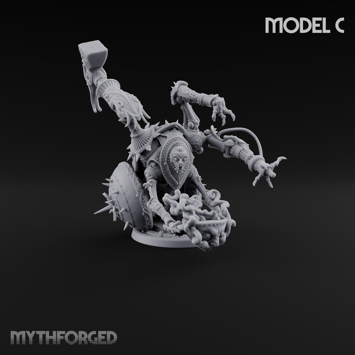 Spiked Wheel, Spiked Mood Warforged Wheeled Automaton with Spiked Wheel and Weapon Arms C