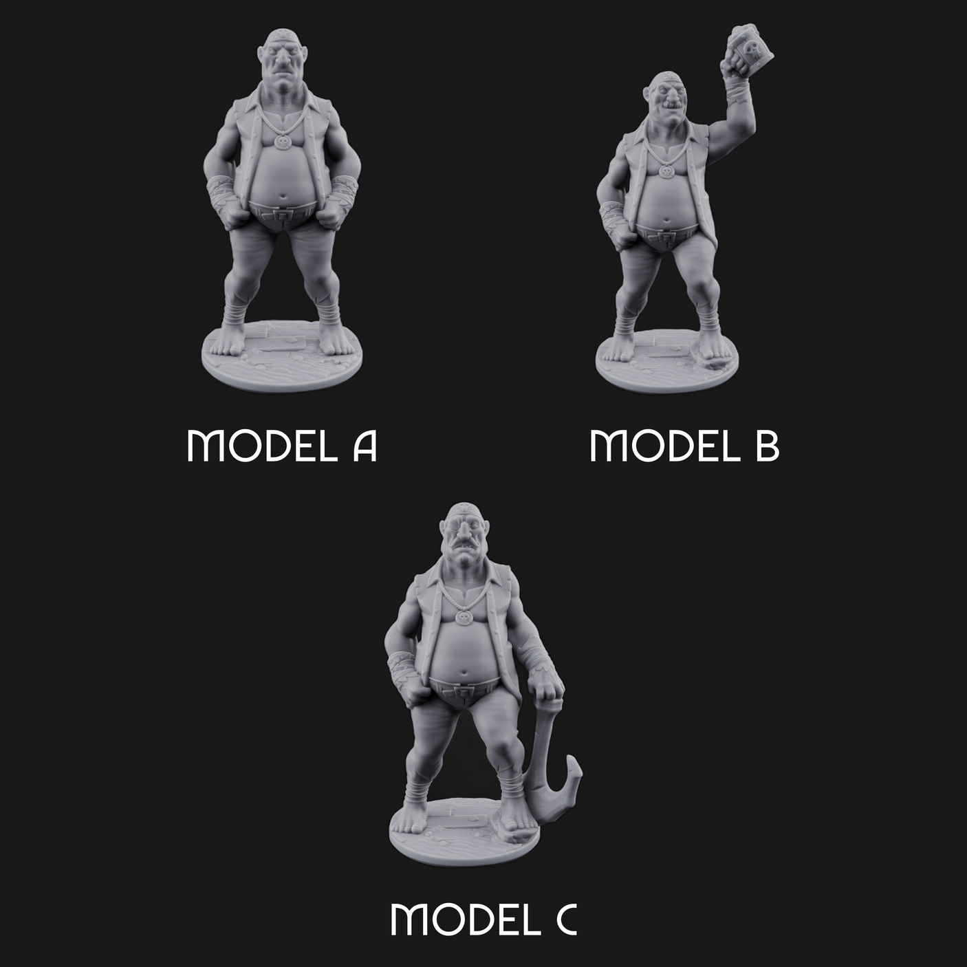 Belly Out Strutting Pirates Miniature for Dungeons and Dragons, Pathfinder or other TTRPGs