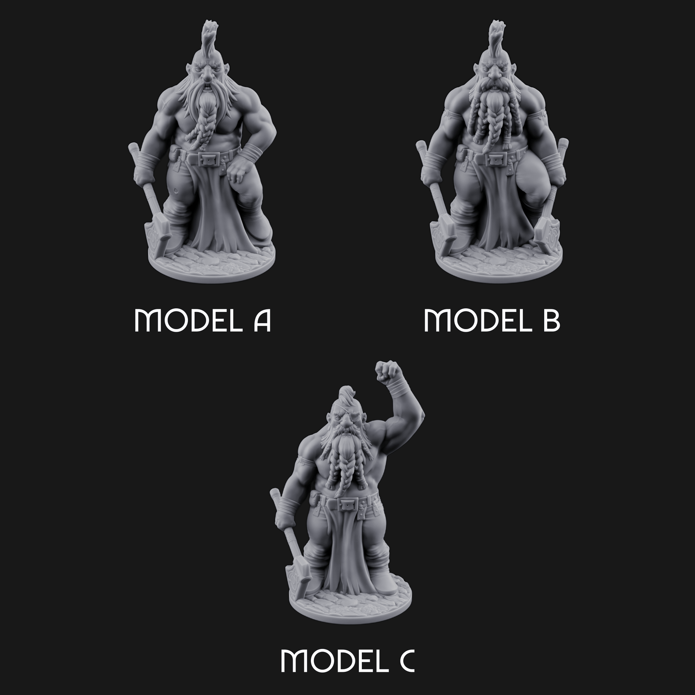 Mohawked And Ready Dwarf Slayers Miniature for Dungeons and Dragons, Pathfinder or other TTRPGs
