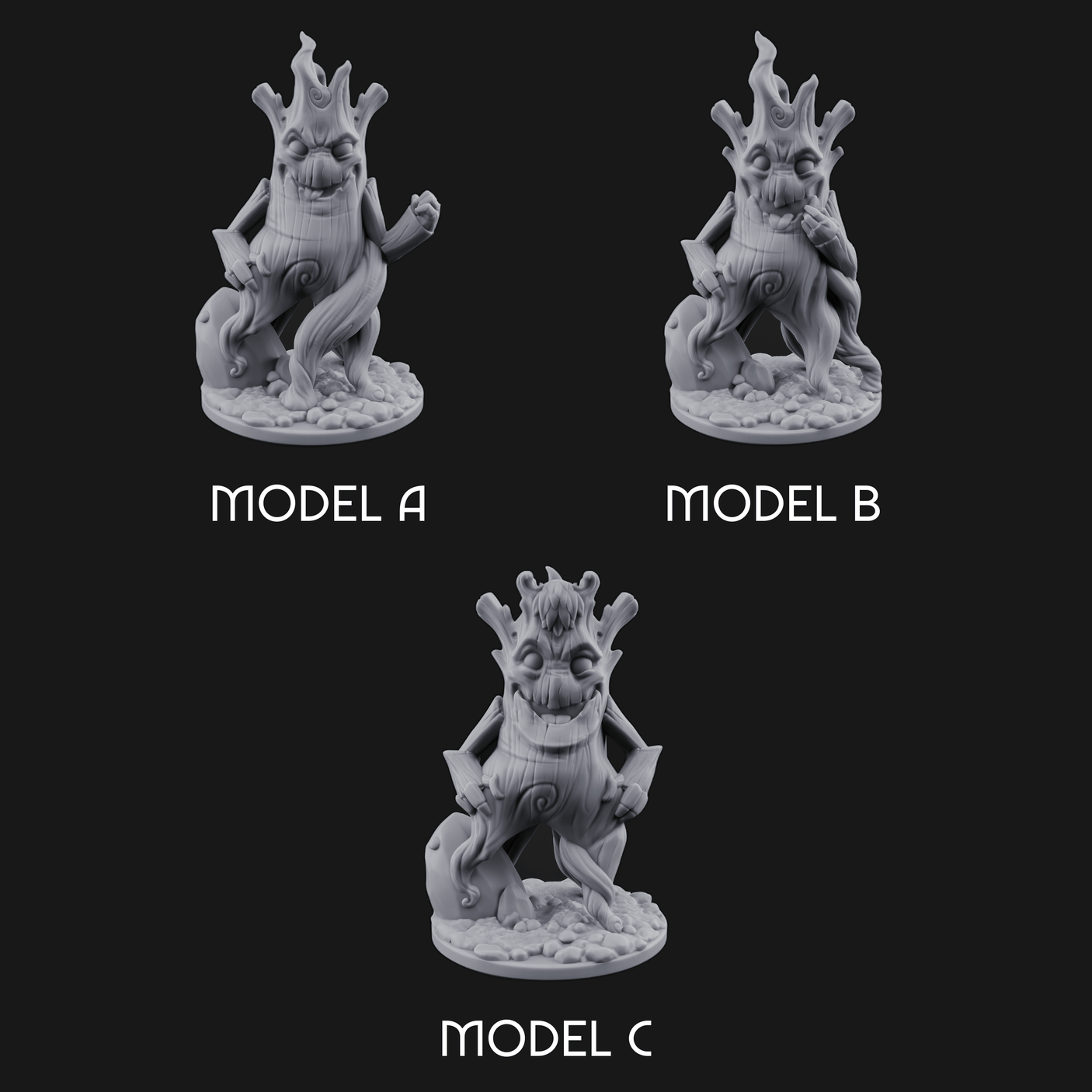 Grinning Wide Treant Saplings Miniature for Dungeons and Dragons, Pathfinder or other TTRPGs