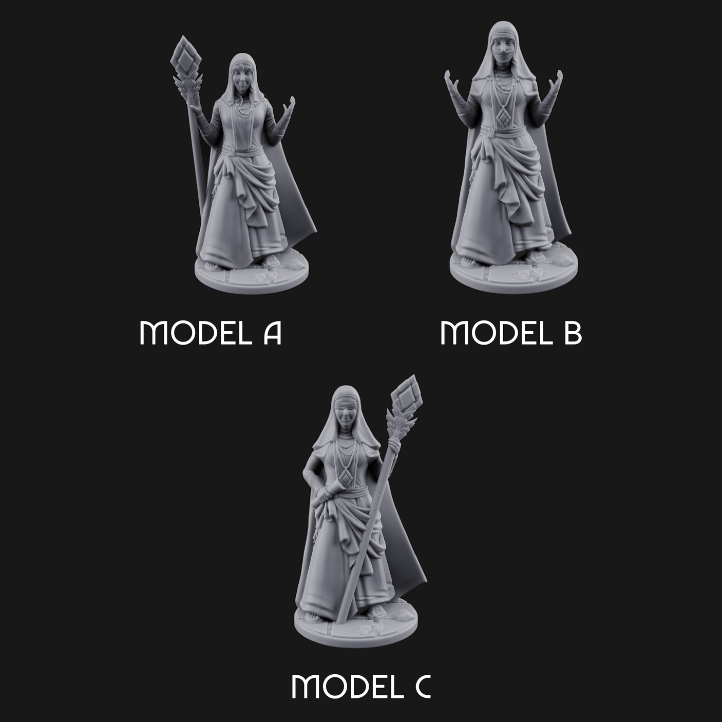 Warmly Welcoming Human Priestesses Miniature for Dungeons and Dragons, Pathfinder or other TTRPGs