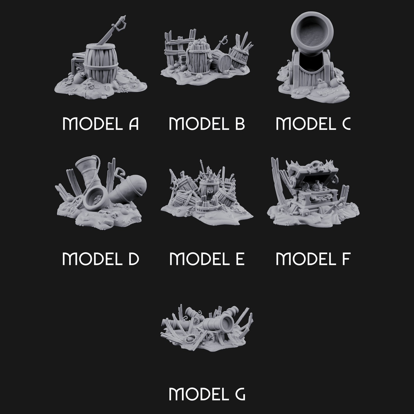 Wrecked Shipwreck Debris Miniature for Dungeons and Dragons, Pathfinder or other TTRPGs