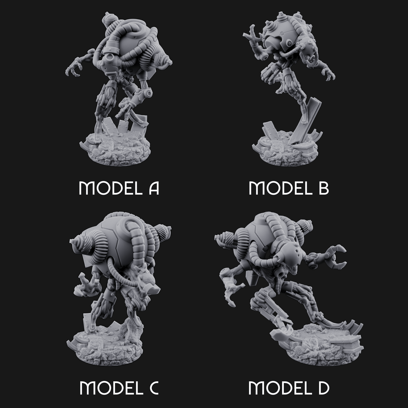 Hose Tangled Firing Cyborgs Miniature for Dungeons and Dragons, Pathfinder or other TTRPGs