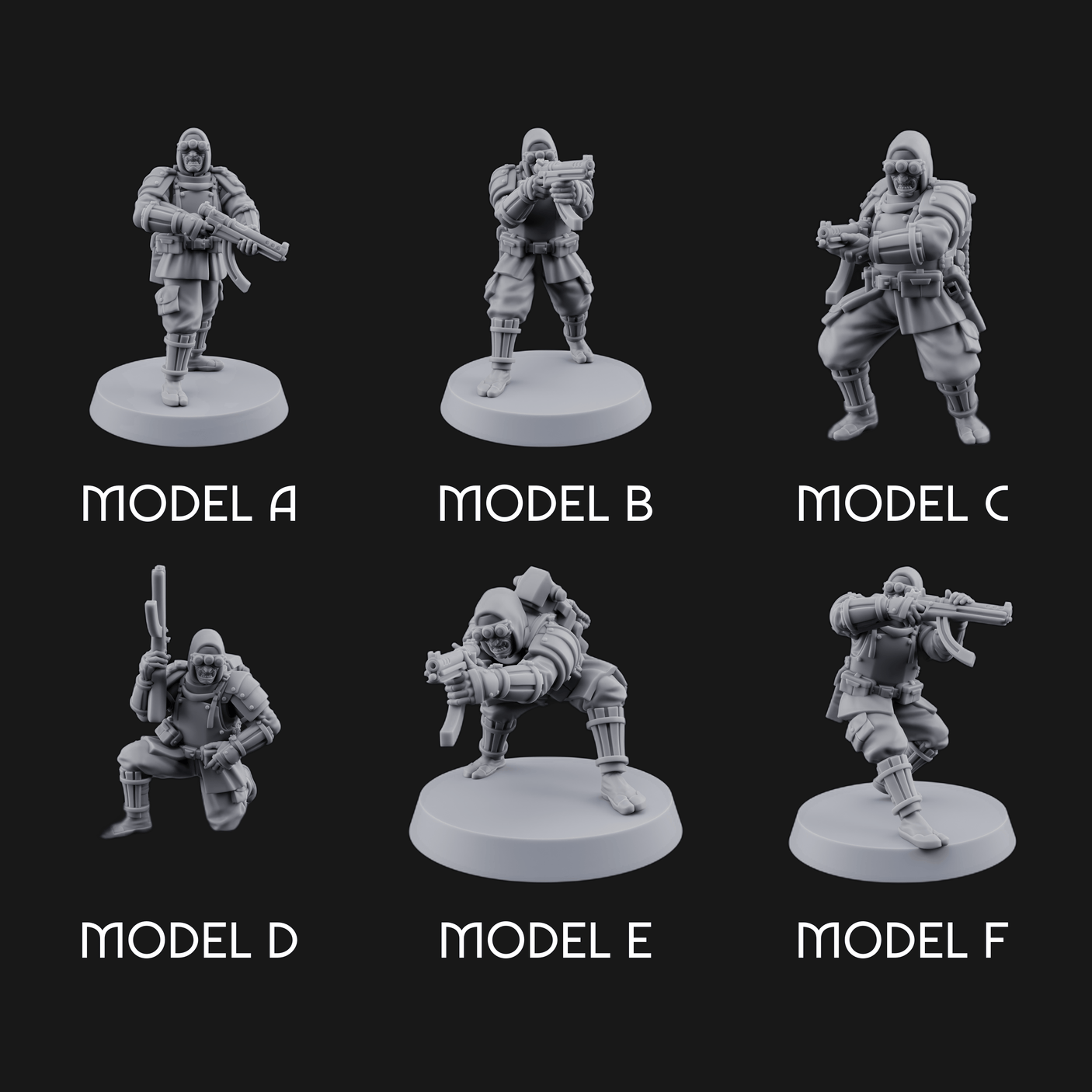 Weird War Japanese Ninja SMG Gunners Miniature for Dungeons and Dragons, Pathfinder or other TTRPGs