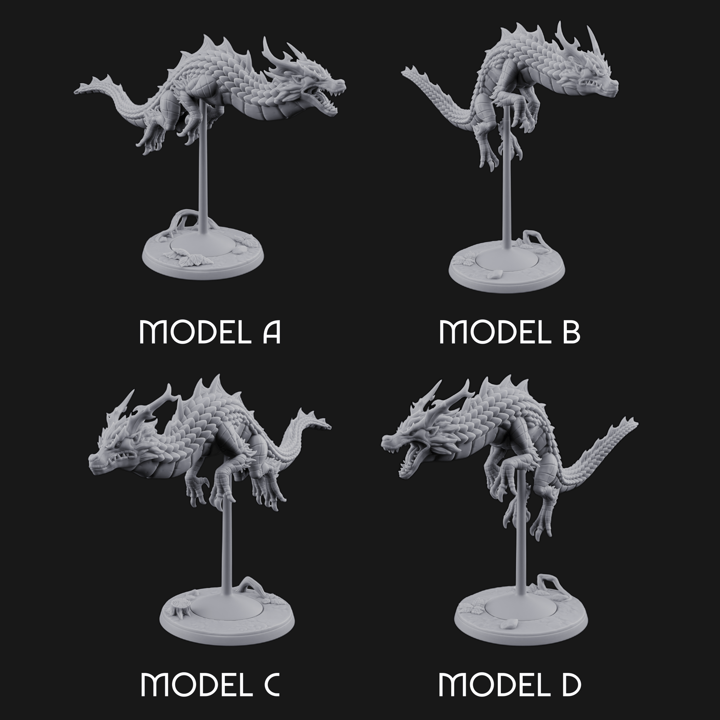 Perched And Calm Spirit Dragons Miniature for Dungeons and Dragons, Pathfinder or other TTRPGs
