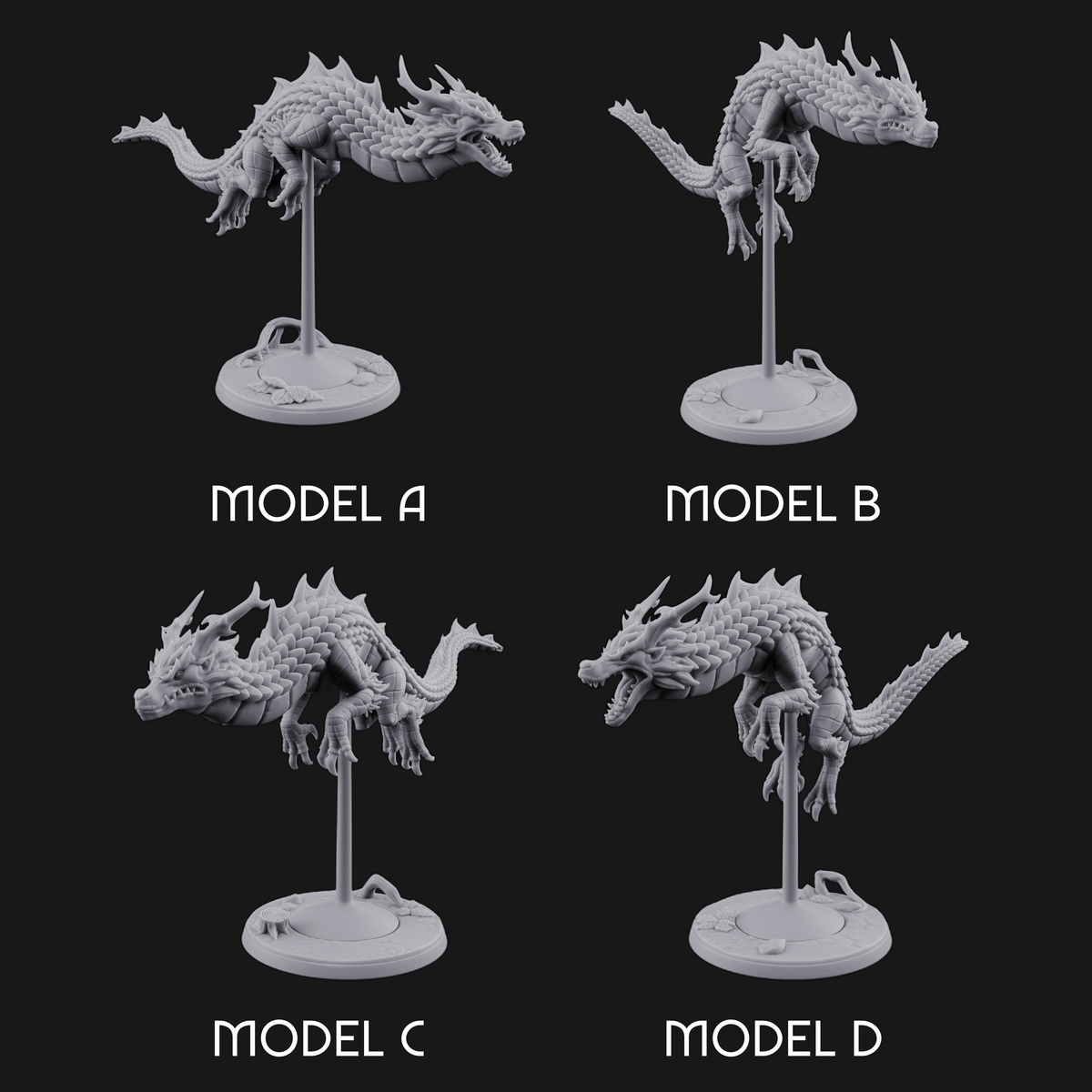 Perched And Calm Spirit Dragons Miniature for Dungeons and Dragons, Pathfinder or other TTRPGs