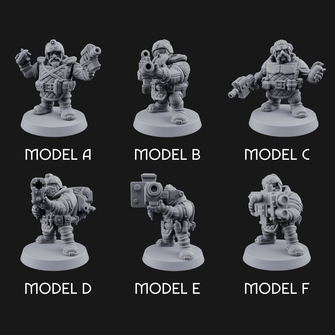 Both Barrels Blazing Space Dwarf Soldiers Miniature for Dungeons and Dragons, Pathfinder or other TTRPGs