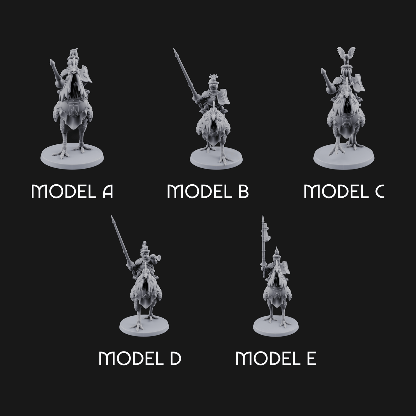 Regally Mounted Halfling Chicken Riders Miniature for Dungeons and Dragons, Pathfinder or other TTRPGs