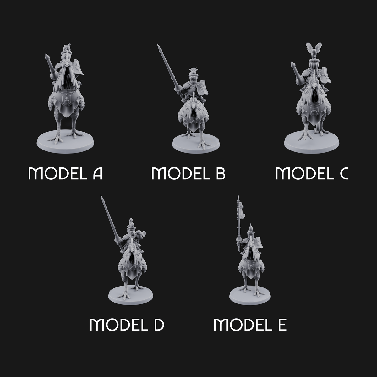 Regally Mounted Halfling Chicken Riders Miniature for Dungeons and Dragons, Pathfinder or other TTRPGs