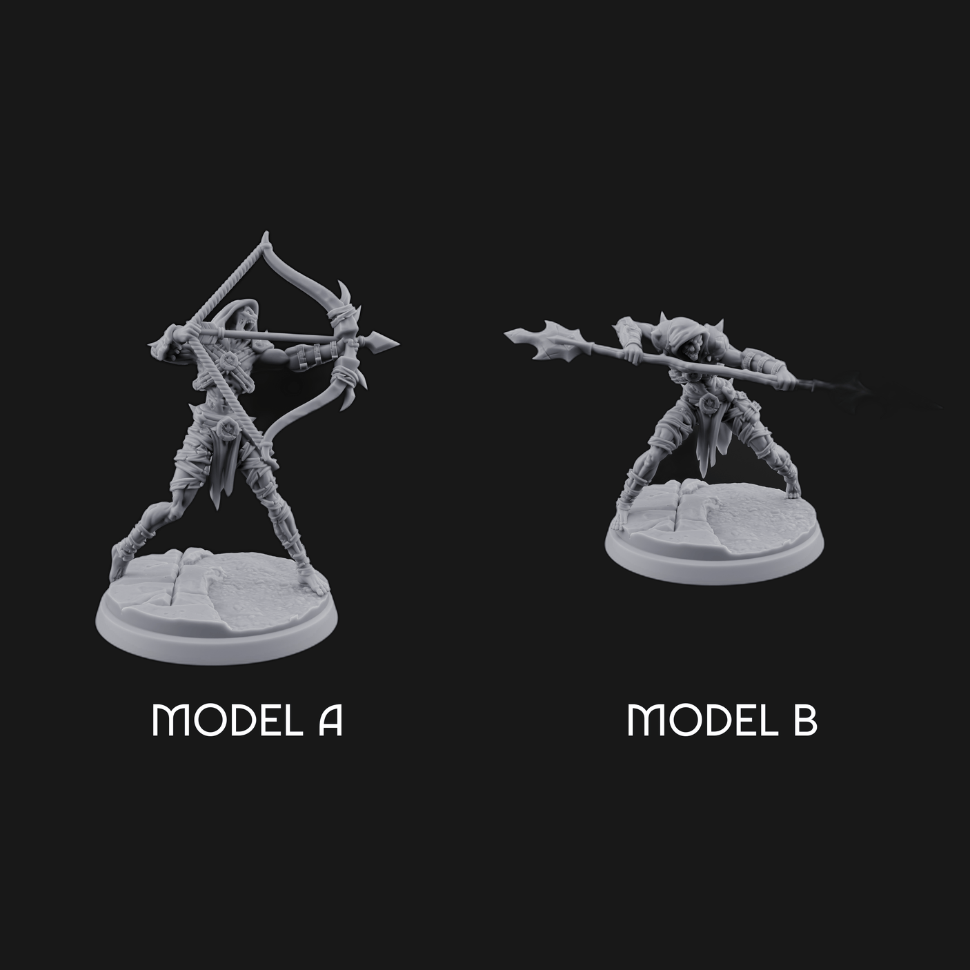 Drawing Back For The Shot Ghoul Archers Miniature for Dungeons and Dragons, Pathfinder or other TTRPGs