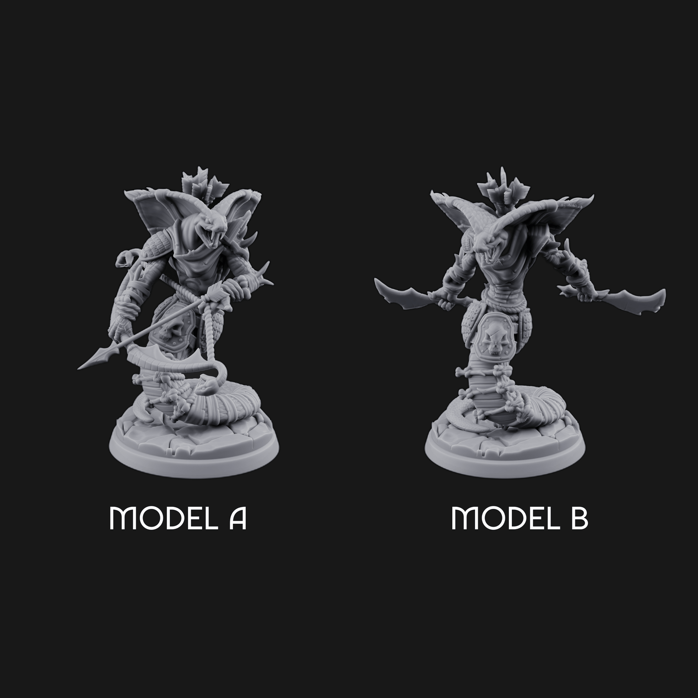 Spear Thrust Snarling Naga Warrior Miniature for Dungeons and Dragons, Pathfinder or other TTRPGs