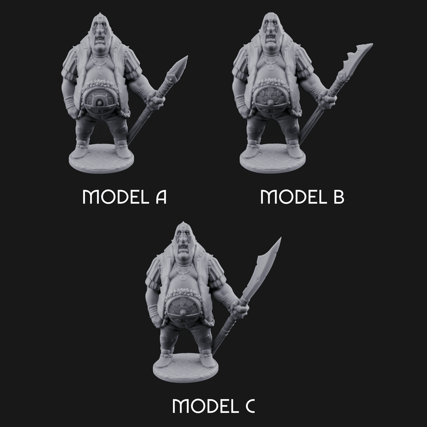 Belly Out Spear Resting Ogre Royal Guards Miniature for Dungeons and Dragons, Pathfinder or other TTRPGs