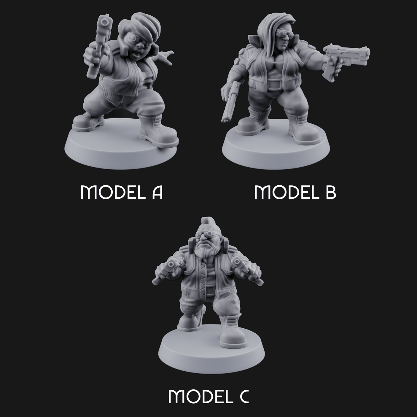 Trigger Happy Space Dwarf Thugs Miniature for Dungeons and Dragons, Pathfinder or other TTRPGs