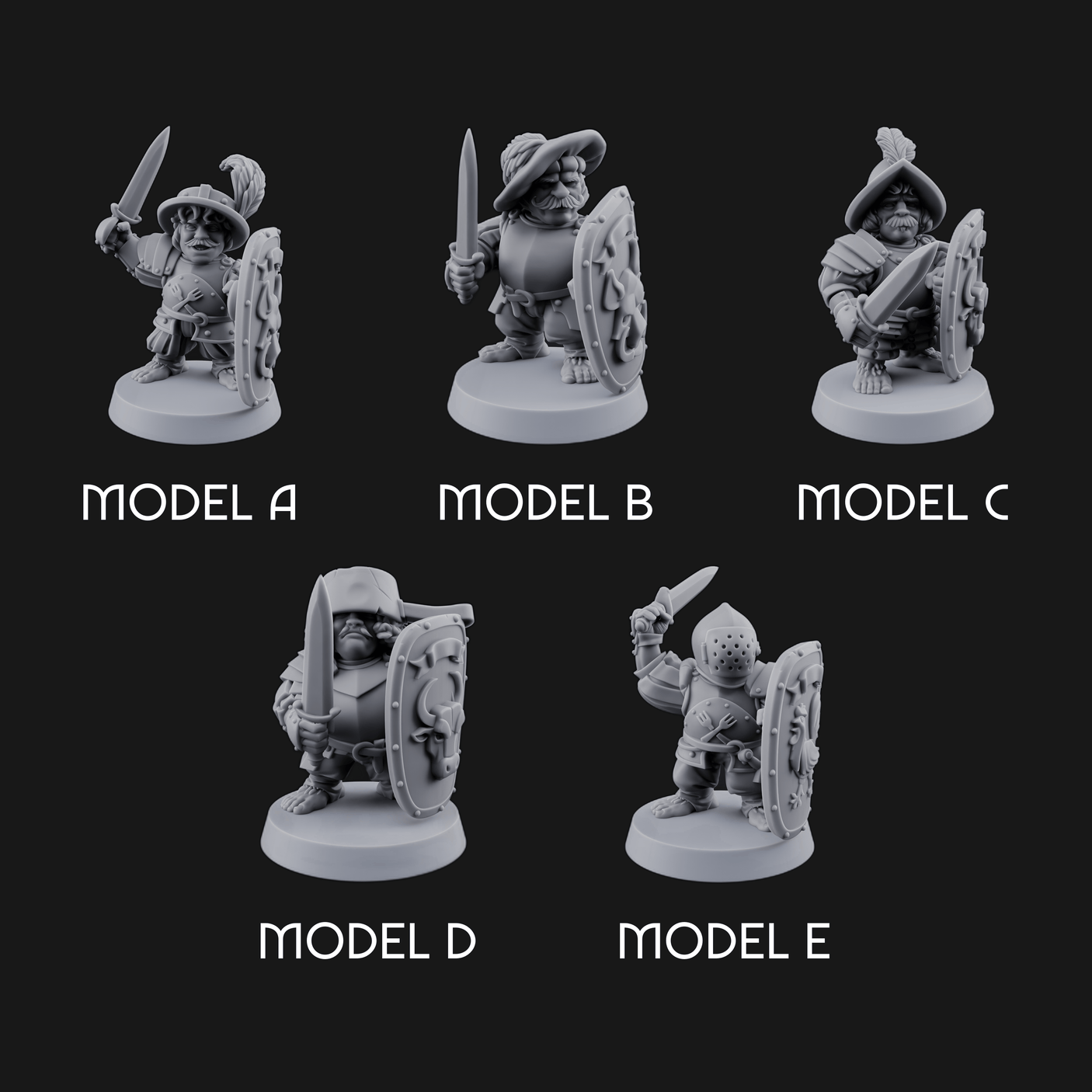 Defending Halfling Warriors Miniature for Dungeons and Dragons, Pathfinder or other TTRPGs