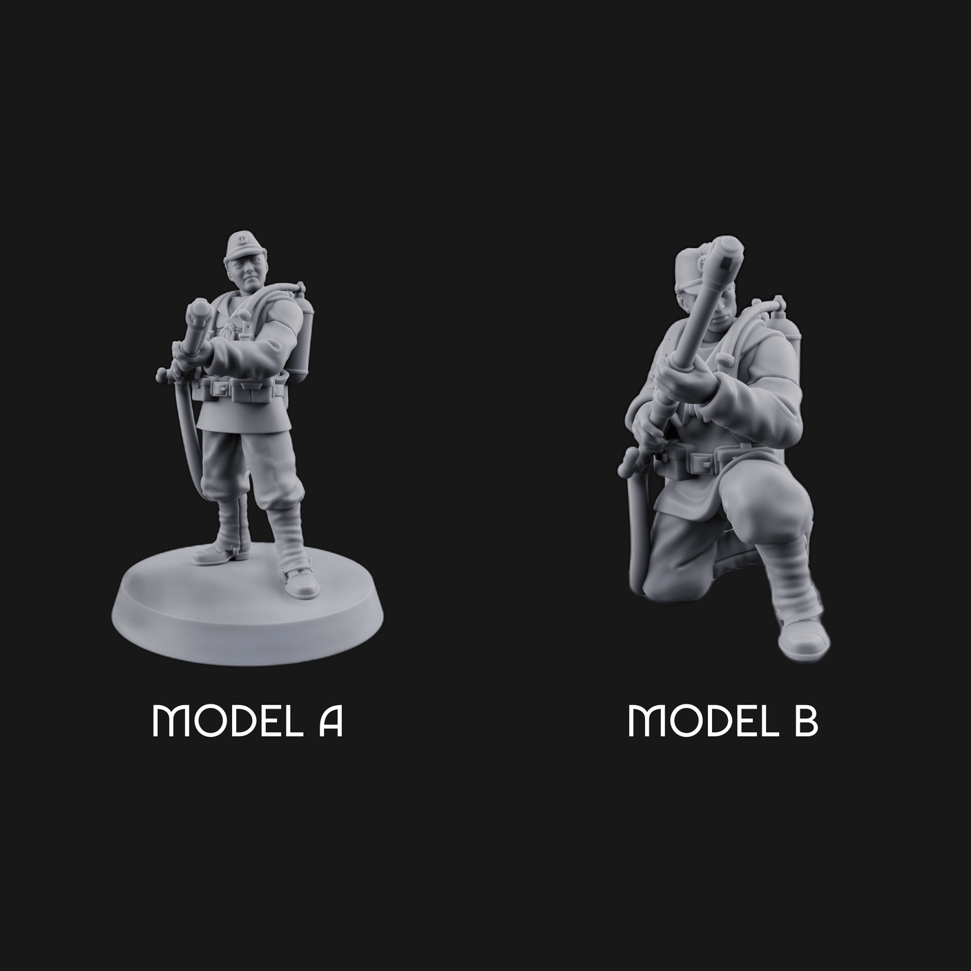 Shouldering The Flamethrower World War 2 Japanese Soldiers Miniature for Dungeons and Dragons, Pathfinder or other TTRPGs