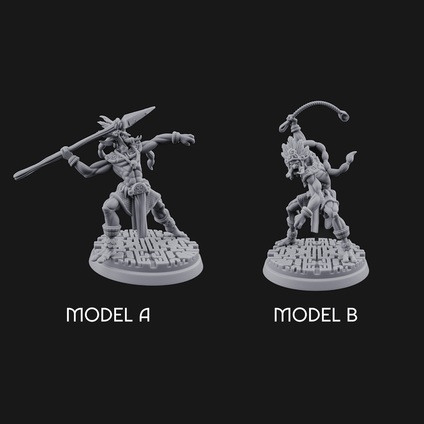 Aztec Inspired Spear Hobgoblin Warrior Miniature for Dungeons and Dragons, Pathfinder or other TTRPGs