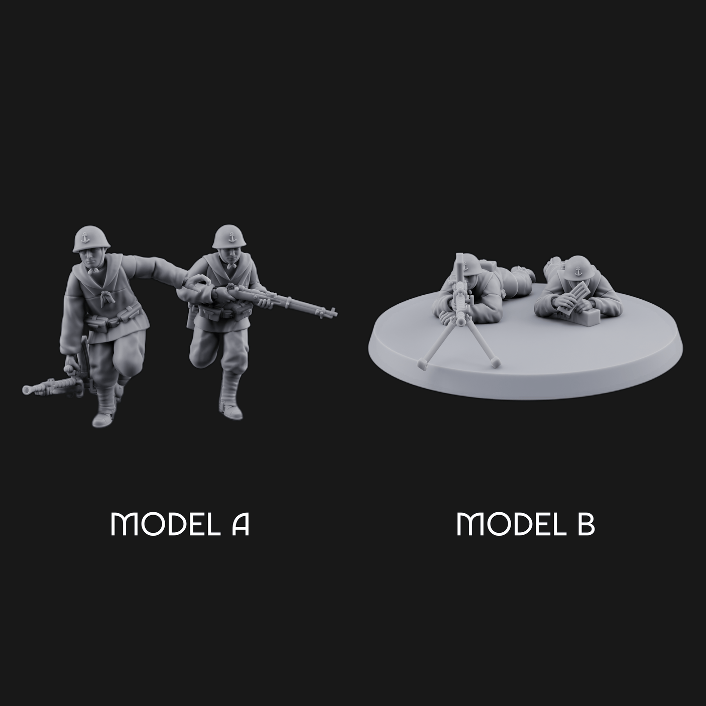 World War 2 Japanese LMG Teams Miniature for Dungeons and Dragons, Pathfinder or other TTRPGs
