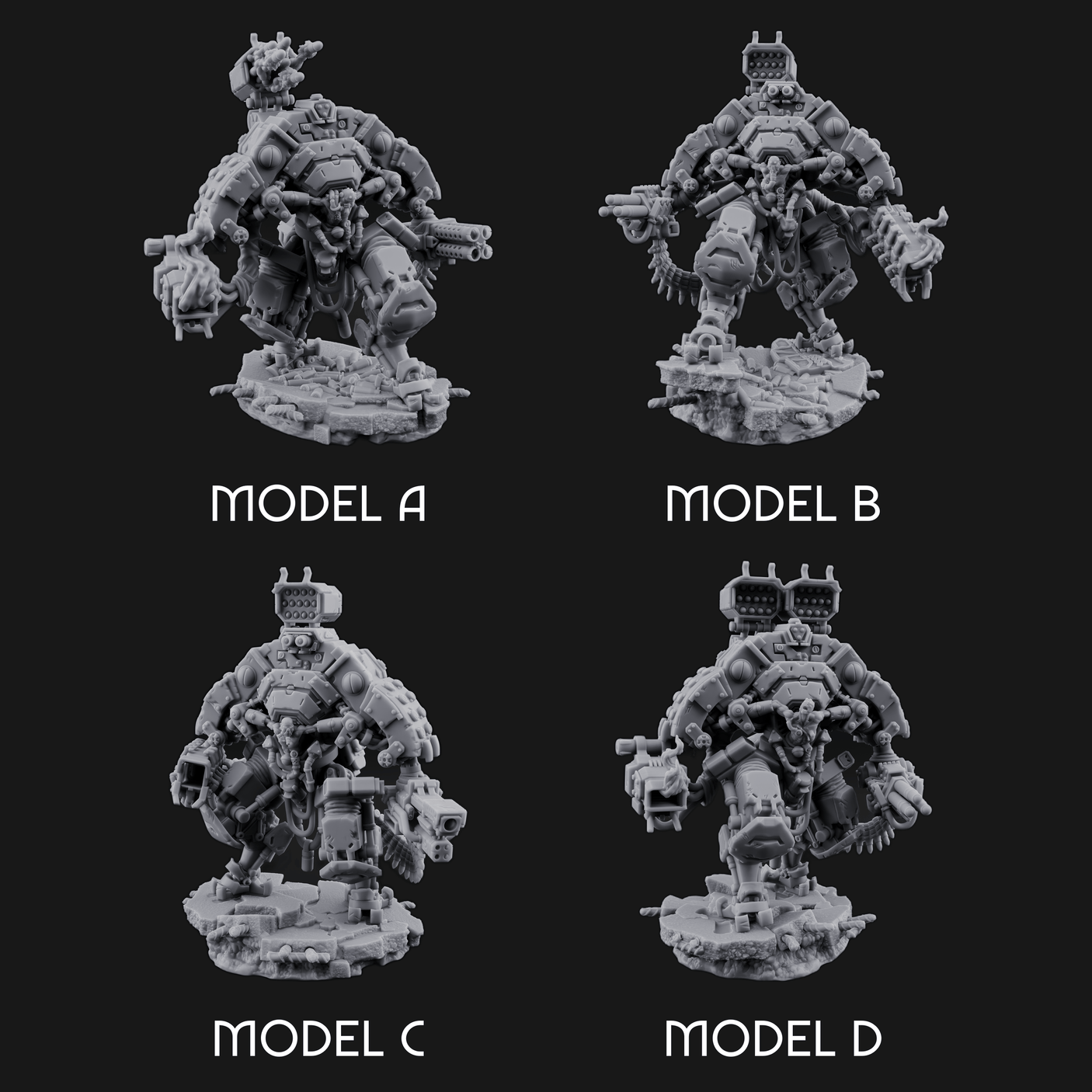 Junkyard Stomping Necrolinked Mechs Miniature for Dungeons and Dragons, Pathfinder or other TTRPGs