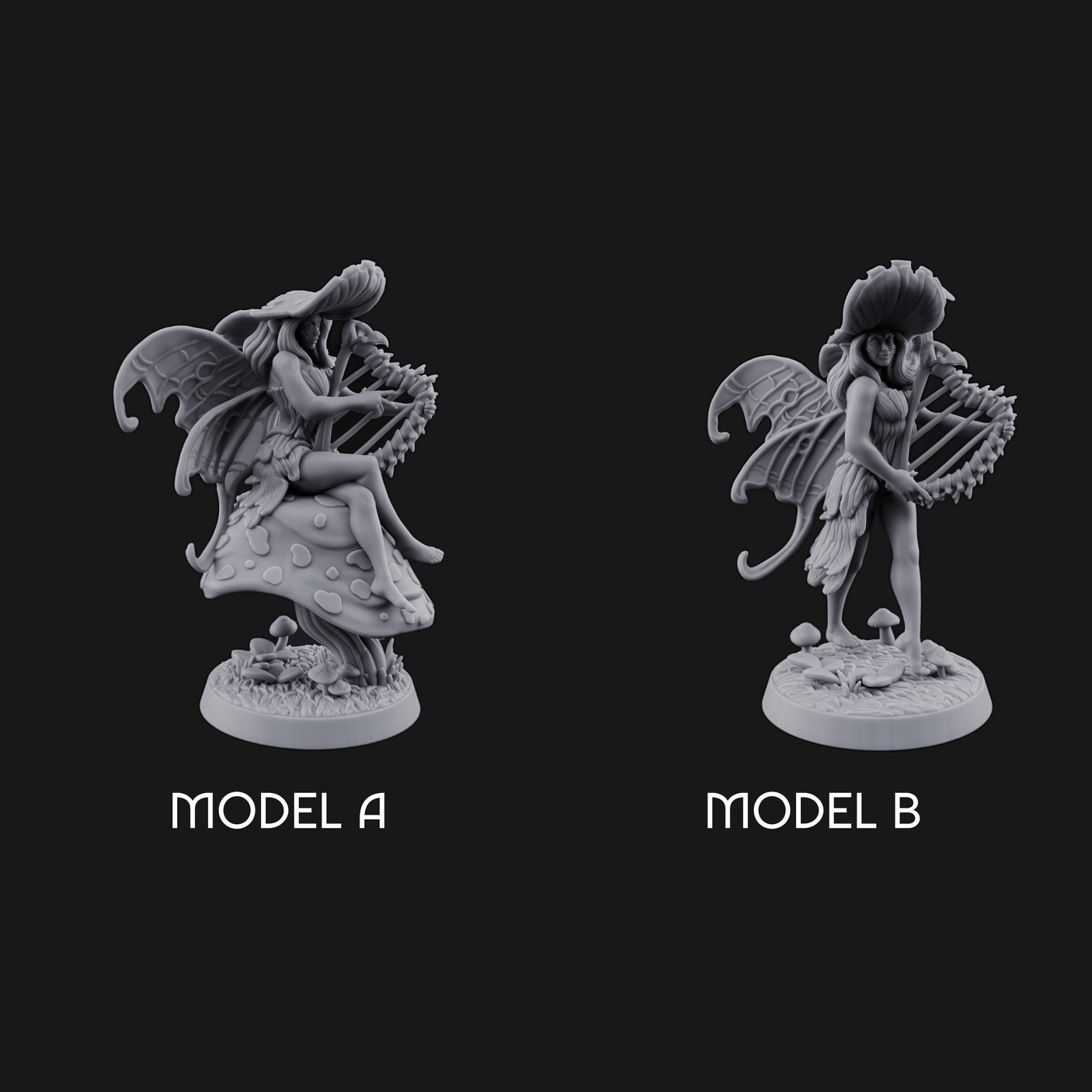 Harp Strumming Pixie Minstrels Miniature for Dungeons and Dragons, Pathfinder or other TTRPGs