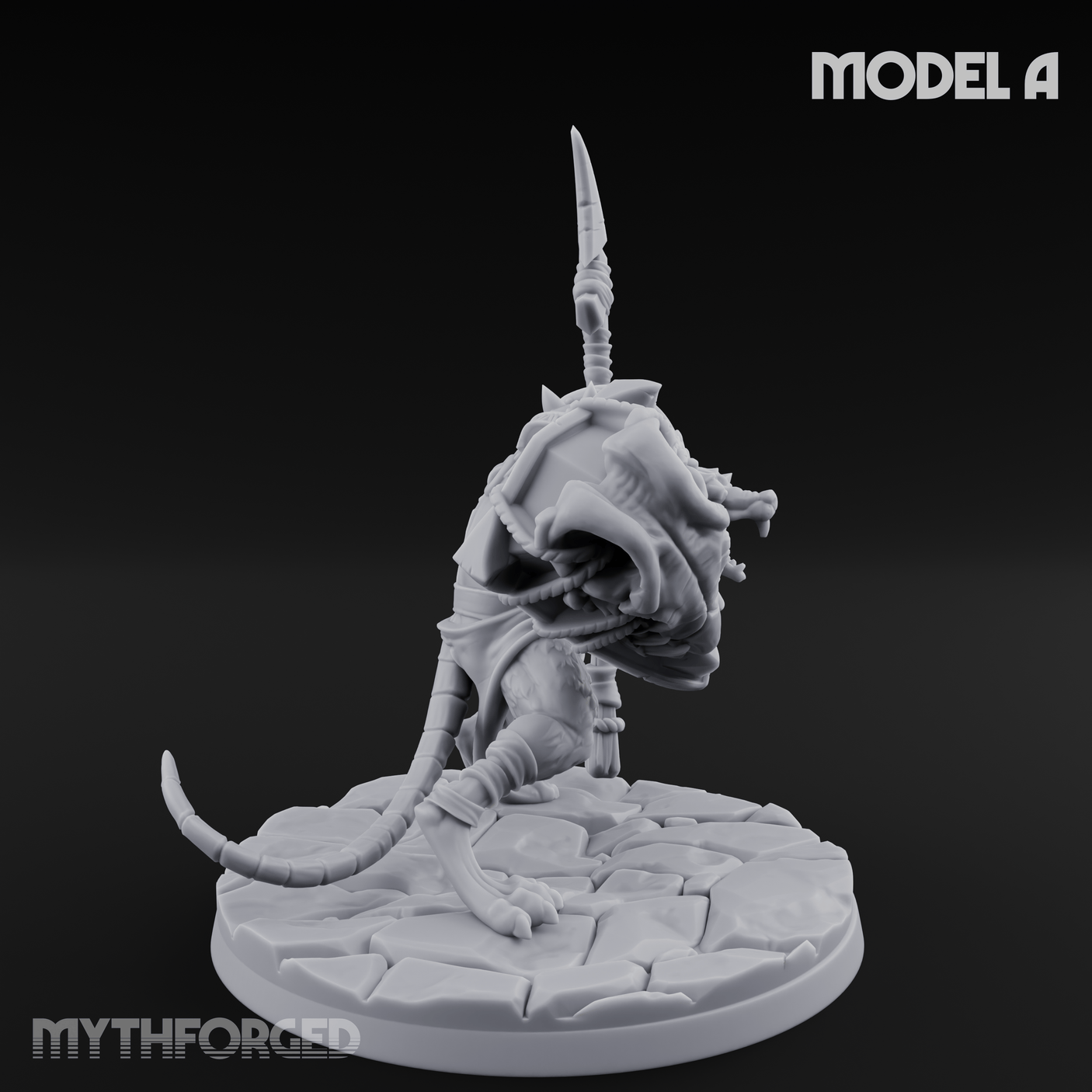 Staff Wielding Fangs Ratfolk A Miniature for Dungeons and Dragons, Pathfinder or other TTRPGs