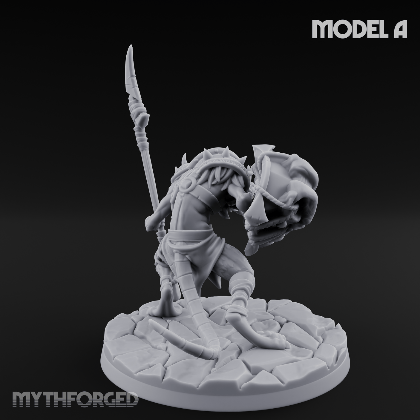 Staff Wielding Fangs Ratfolk A Miniature for Dungeons and Dragons, Pathfinder or other TTRPGs