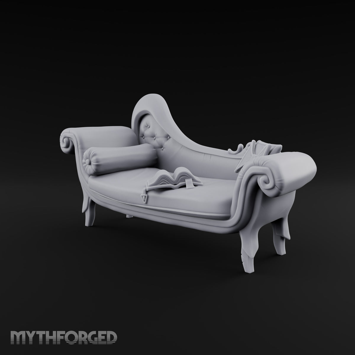 Chapter Left Open, Owner Gone Ornate Tufted Chaise Lounge
