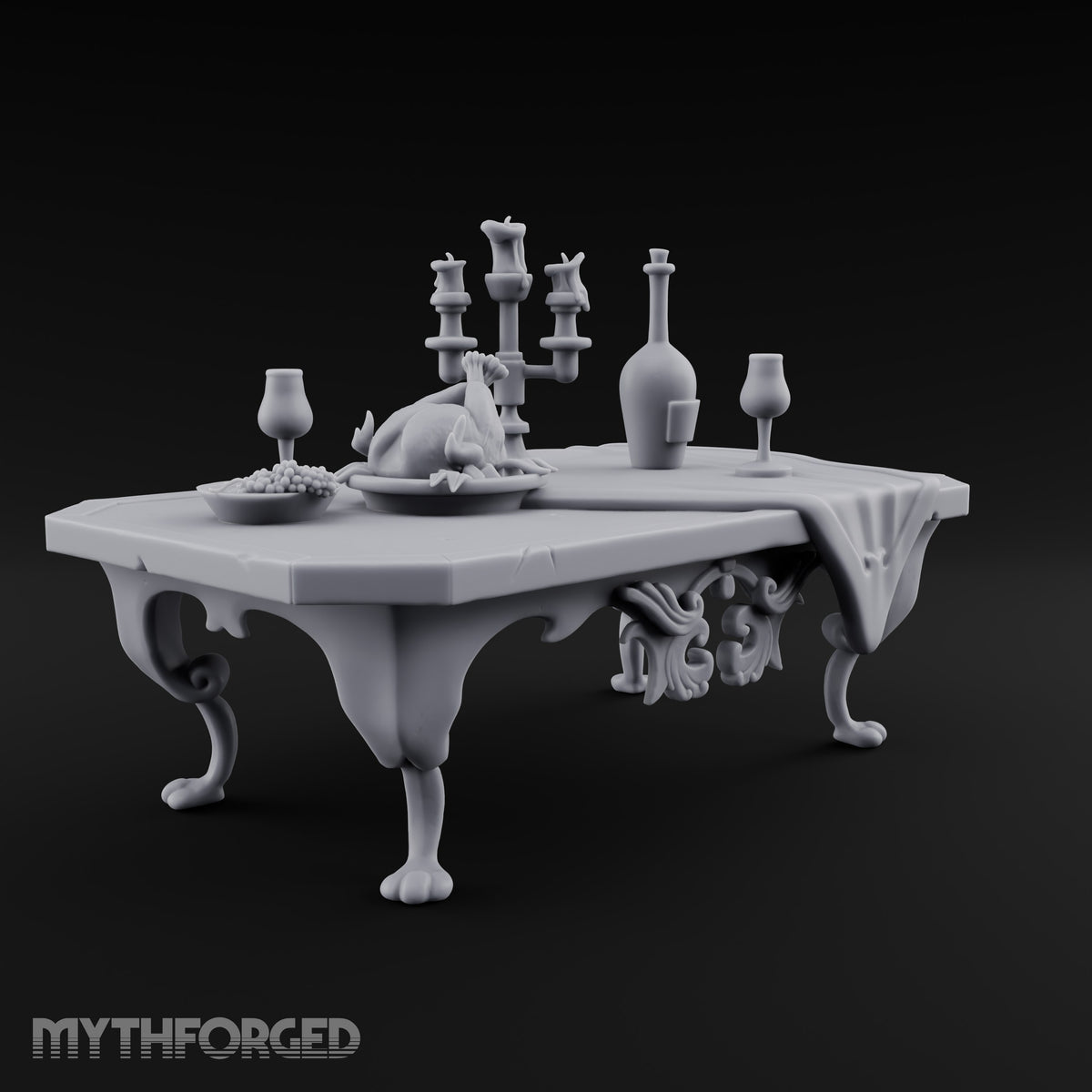 Feast Abandoned Mid-Toast Ornate Banquet Table