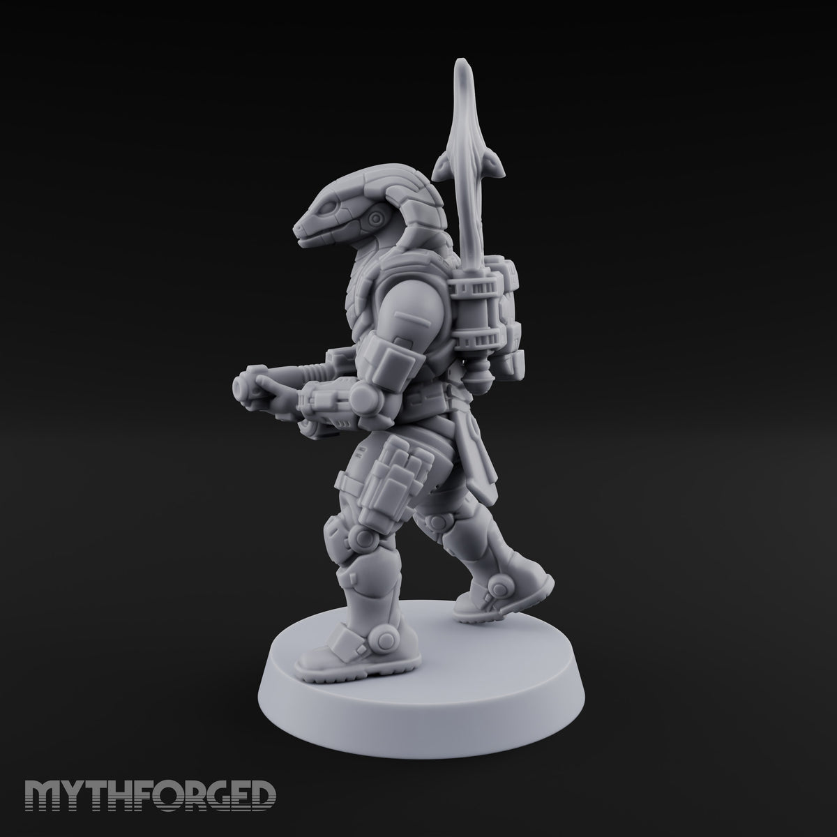 Hood Flared, Safety Off Yuan-ti Pureblood Cobra Soldier with Sci-Fi Rifle — 1