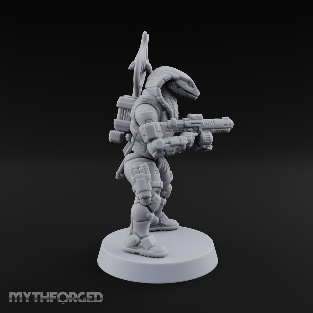 Hood Flared, Safety Off Yuan-ti Pureblood Cobra Soldier with Sci-Fi Rifle — 2