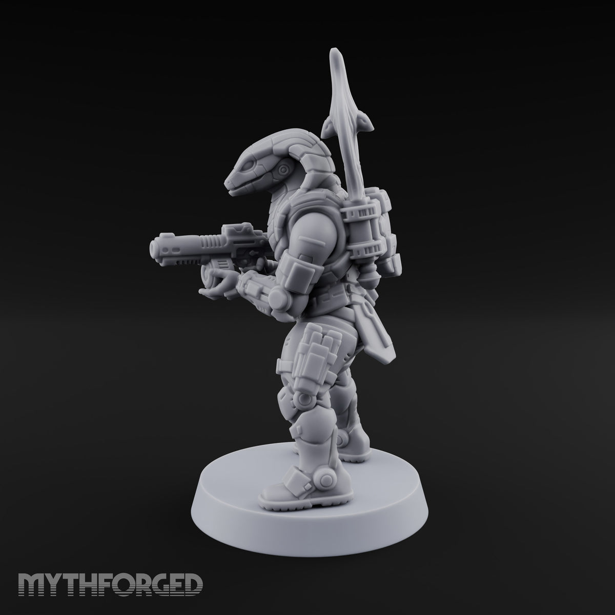 Hood Flared, Safety Off Yuan-ti Pureblood Cobra Soldier with Sci-Fi Rifle — 2