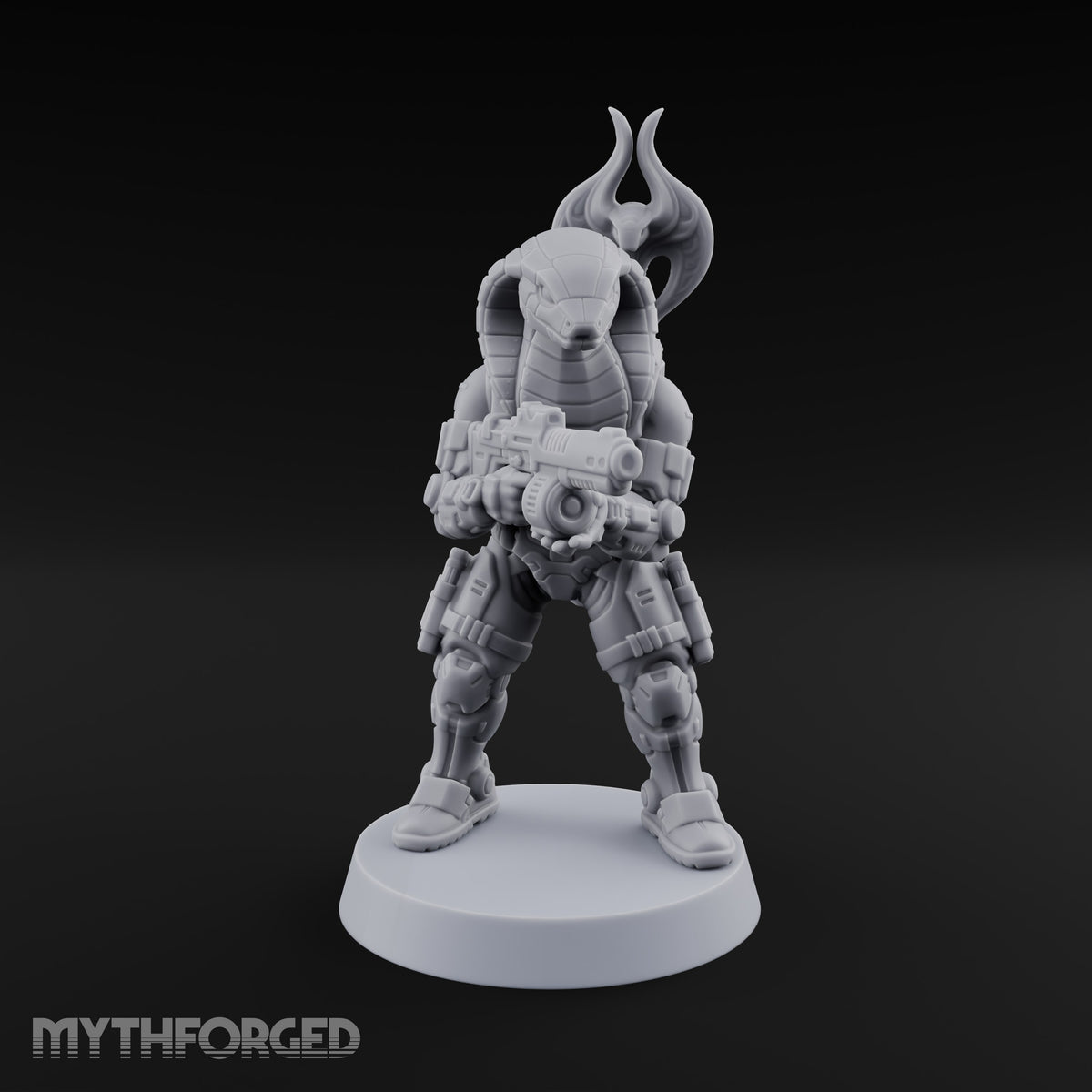 Hood Flared, Safety Off Yuan-ti Pureblood Cobra Soldier with Sci-Fi Rifle — 2