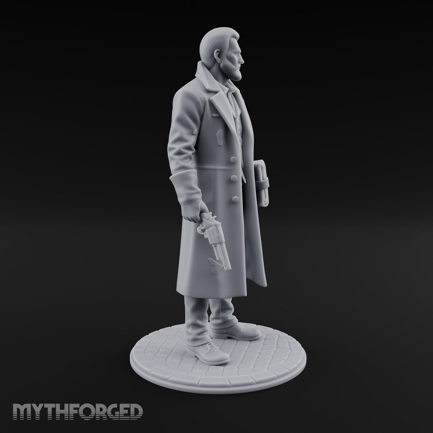 Gun-Toting Dossier-Clutching Human Investigator Miniature for Dungeons and Dragons, Pathfinder or other TTRPGs